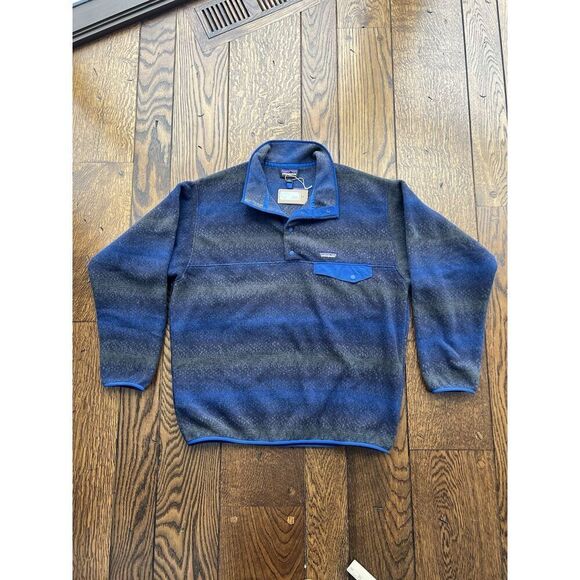 Patagonia Mens Synchilla Snap Fleece Pullover Gem Stripe New Navy Size XXL NWT - Picture 1 of 6